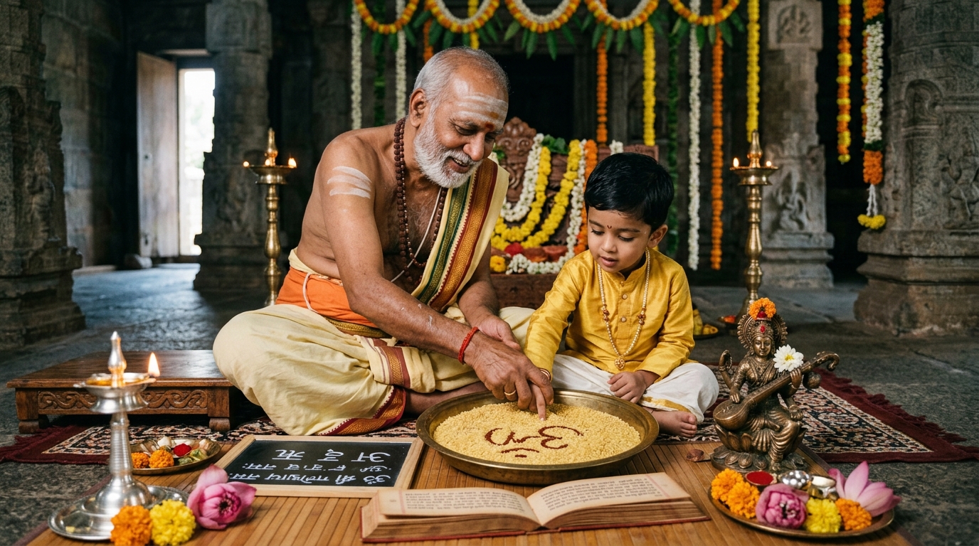 Aksharabhyasa / Vidyarambham Ceremony